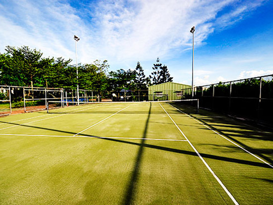 阳光下的网球场